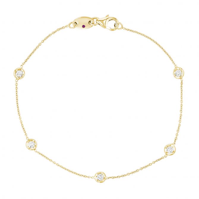 Diamond by the Inch 0.25ct Diamond 5 Station Bracelet in 18K Yellow Gold, 7"