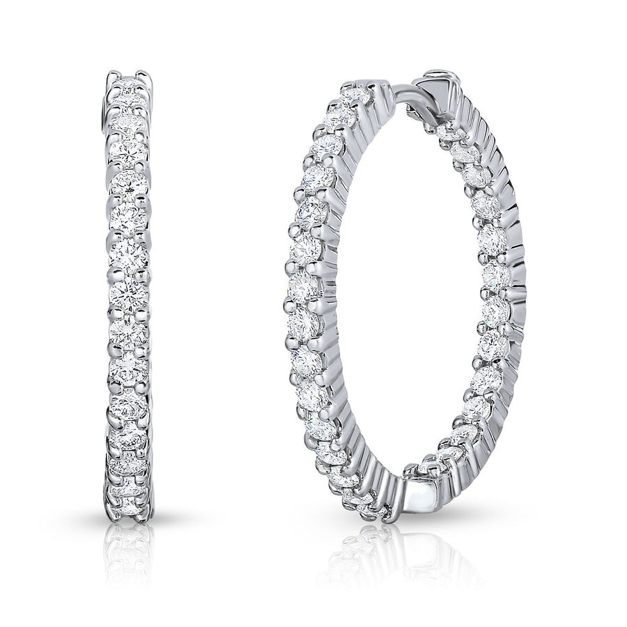 Perfect Diamond 1.53ct Diamond 25mm Small Hoop Earrings in 18K White Gold