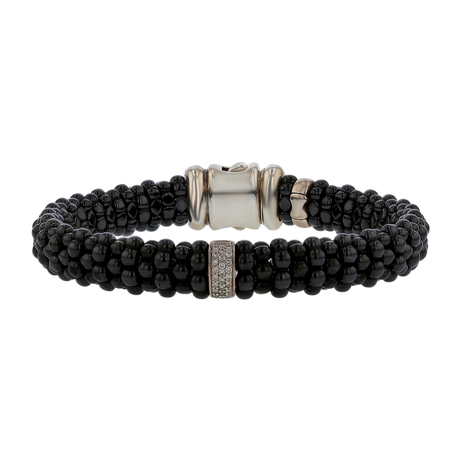 Lagos 9mm Diamond Station in Ceramic and Sterling Silver