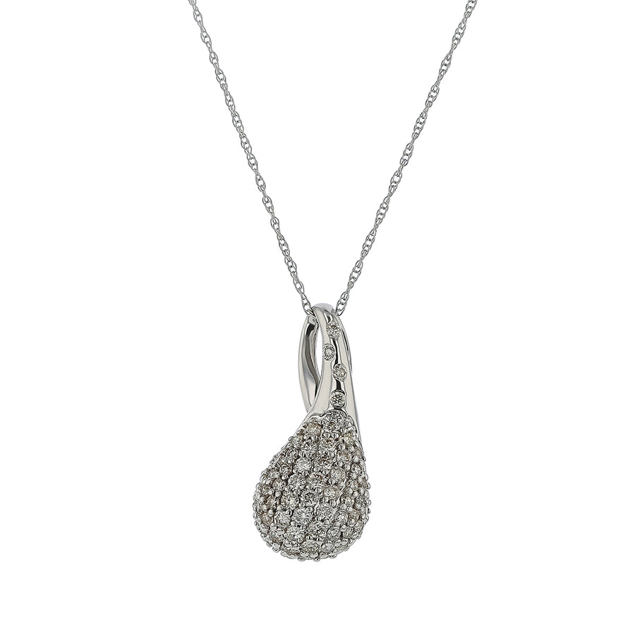 0.75ct Diamond Teardrop Pendant in 18K White Gold, 18"