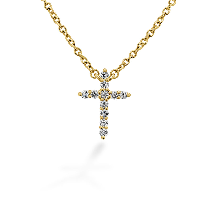 Signature Cross 0.09-0.13ct Diamond Pendant on Chain in 18K Yellow Gold, 18"