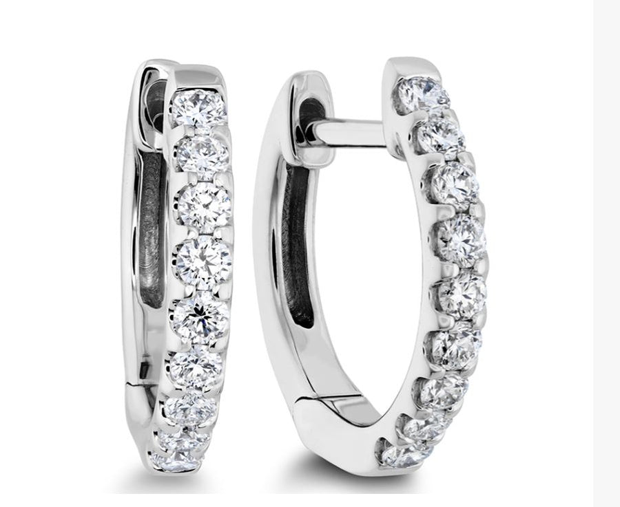 Odessa 0.24-0.27ct Diamond Huggie Hoop Earrings in 18K White Gold