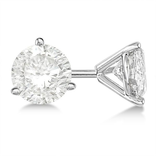 2.00ct 2 Round Diamonds 3 Prong Stud Earrings in 14K White Gold