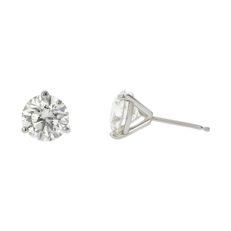 1.40ct Fire & Ice Round Brilliant Diamonds and 3 Prong Stud Earrings in 18K White Gold