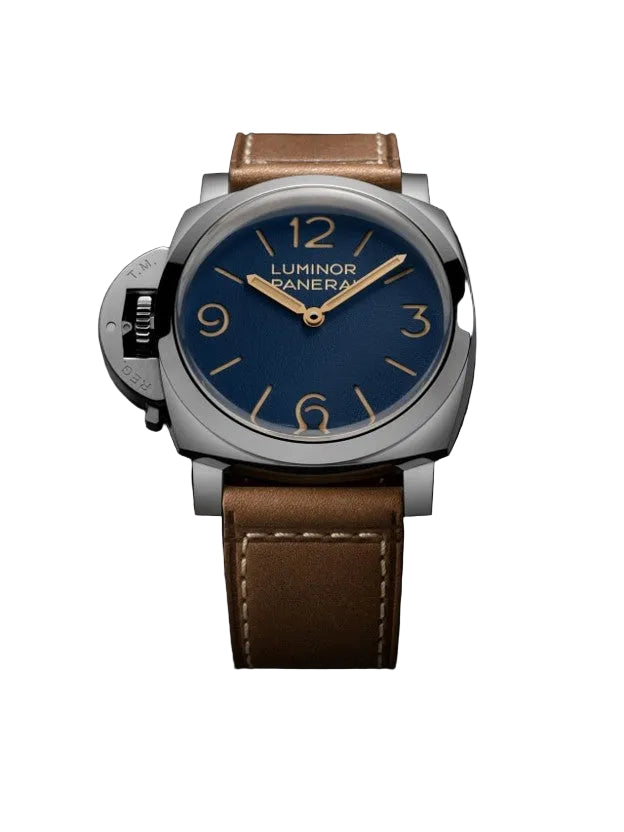 44mm Luminor Destro Watch with Blue Dial in Stainless Steel, Strap