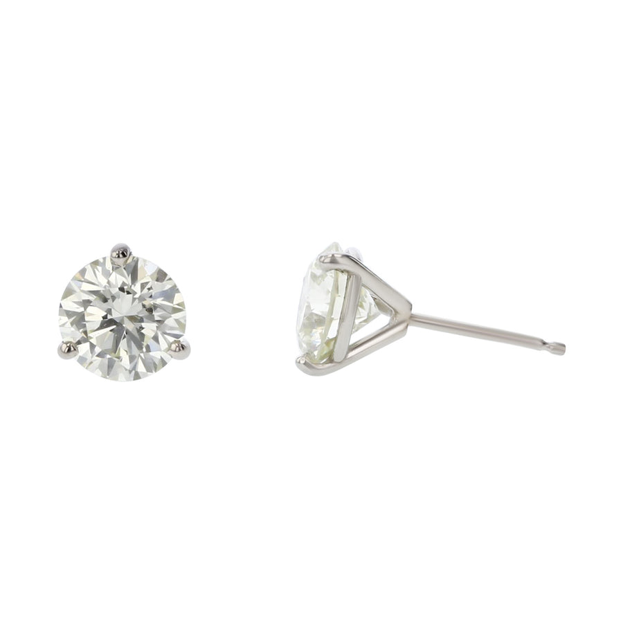1.40ct Round Brilliant Diamond 3 Prong Stud Earrings in 14K White Gold