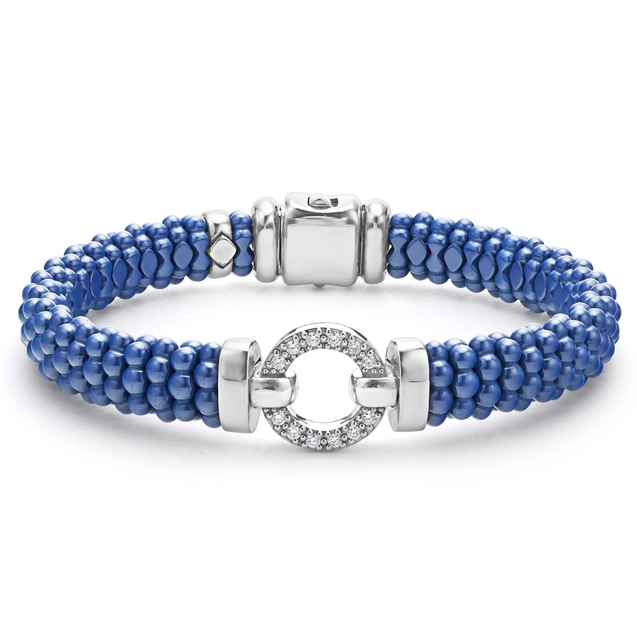 Ultramarine Caviar 0.266ct Diamond Rope Bracelet in Sterling Silver and Ceramic, size 7