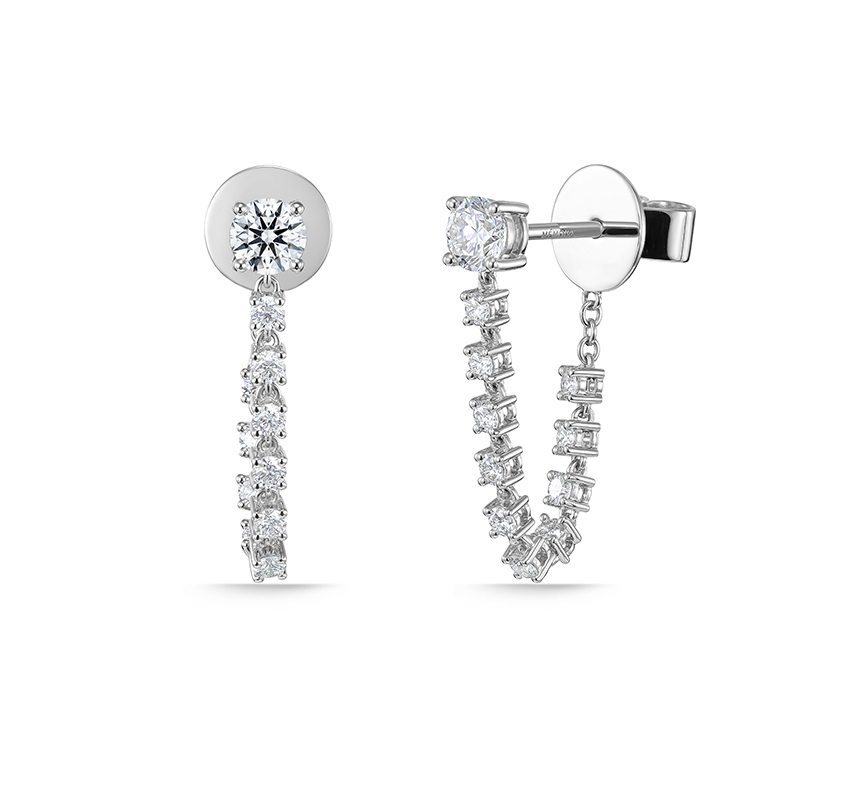 Essentials 0.73ct Diamond Draped Stiletto Earrings in 18K White Gold