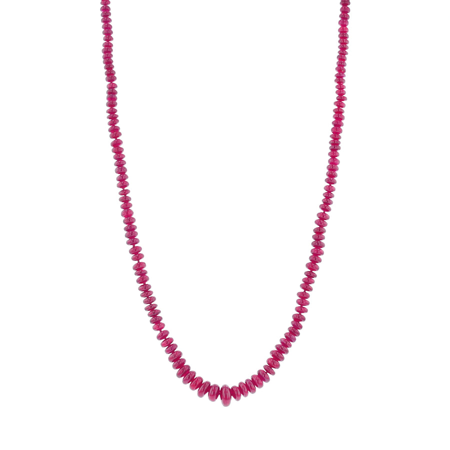 Graduated Ruby Bead Necklace in 18k Yellow Gold, 18"