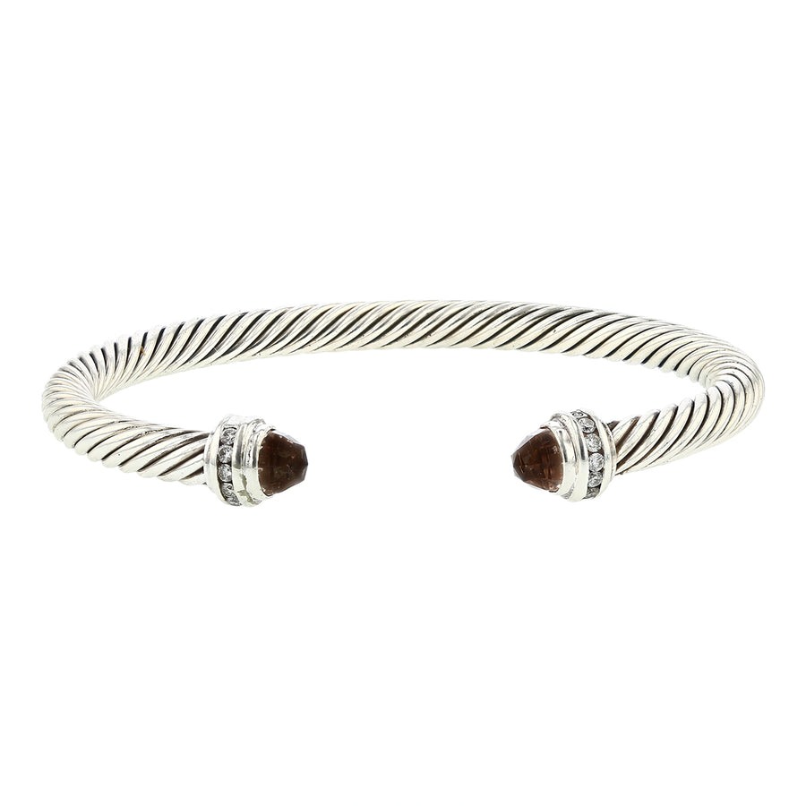 David Yurman Diamond and Citrine Cuff Bracelet in Sterling Silver