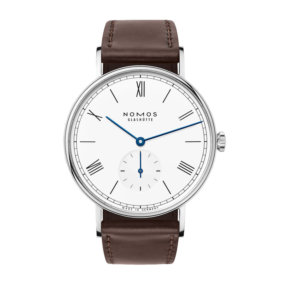 38mm Nomos Ludwig with White Dial in Stainless Steel, Strap