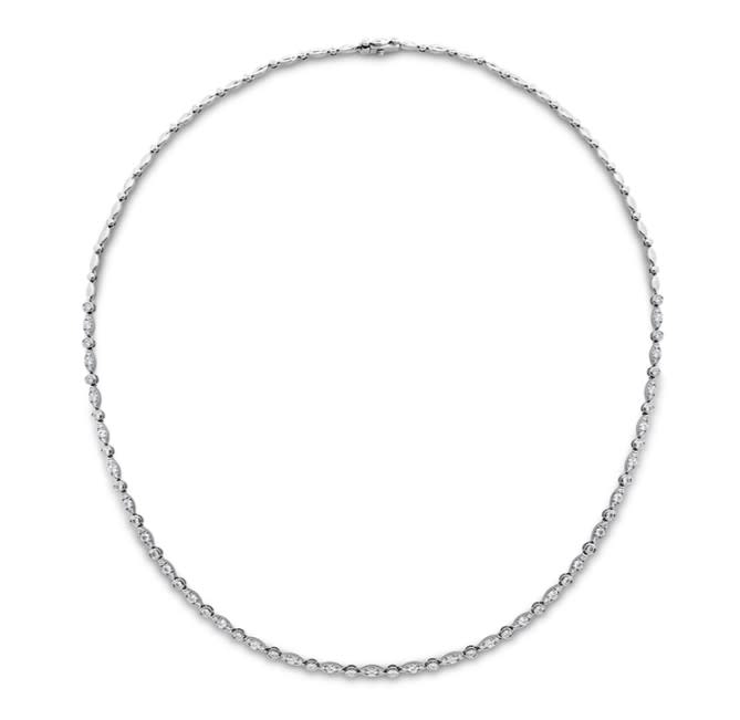 Bezel Regal 2.69-2.76ct Diamond Line Necklace in 18K White Gold, 18"