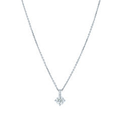 0.64ct Round Brilliant Diamond 4 Prong Solitaire Pendant in 14K White Gold, 16-18" chain