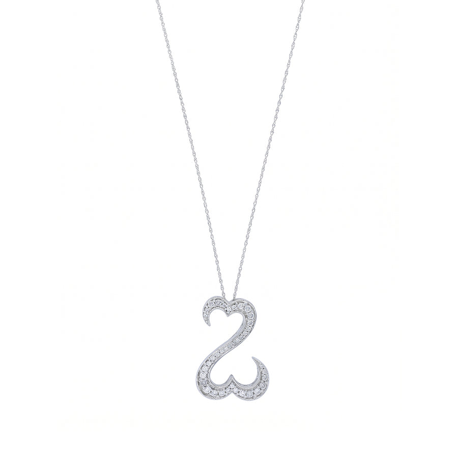 Jane Seymour Open Heart Diamond Pendant in 14K White Gold, 18" chain