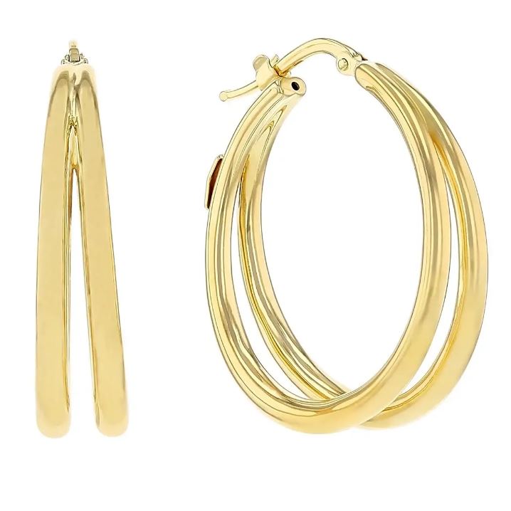 Oro Classic Double Hoop Earrings in 18k Yellow Gold