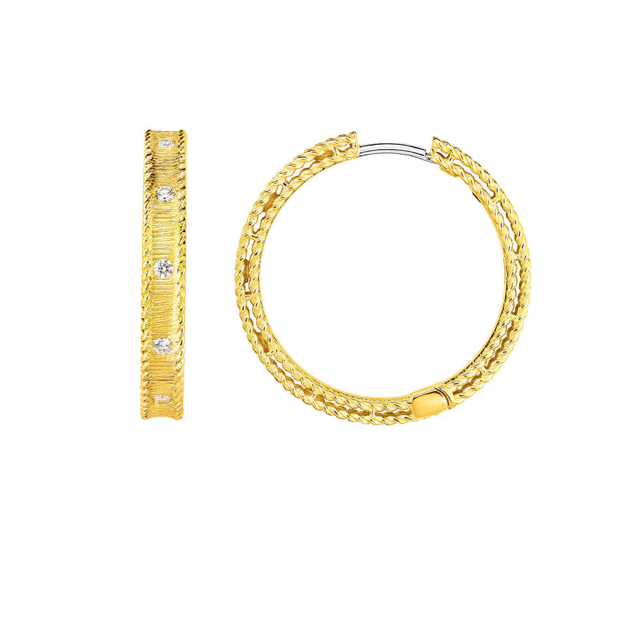 Princess 0.13ct Diamond Hoop Earrings in 18K Yellow Gold