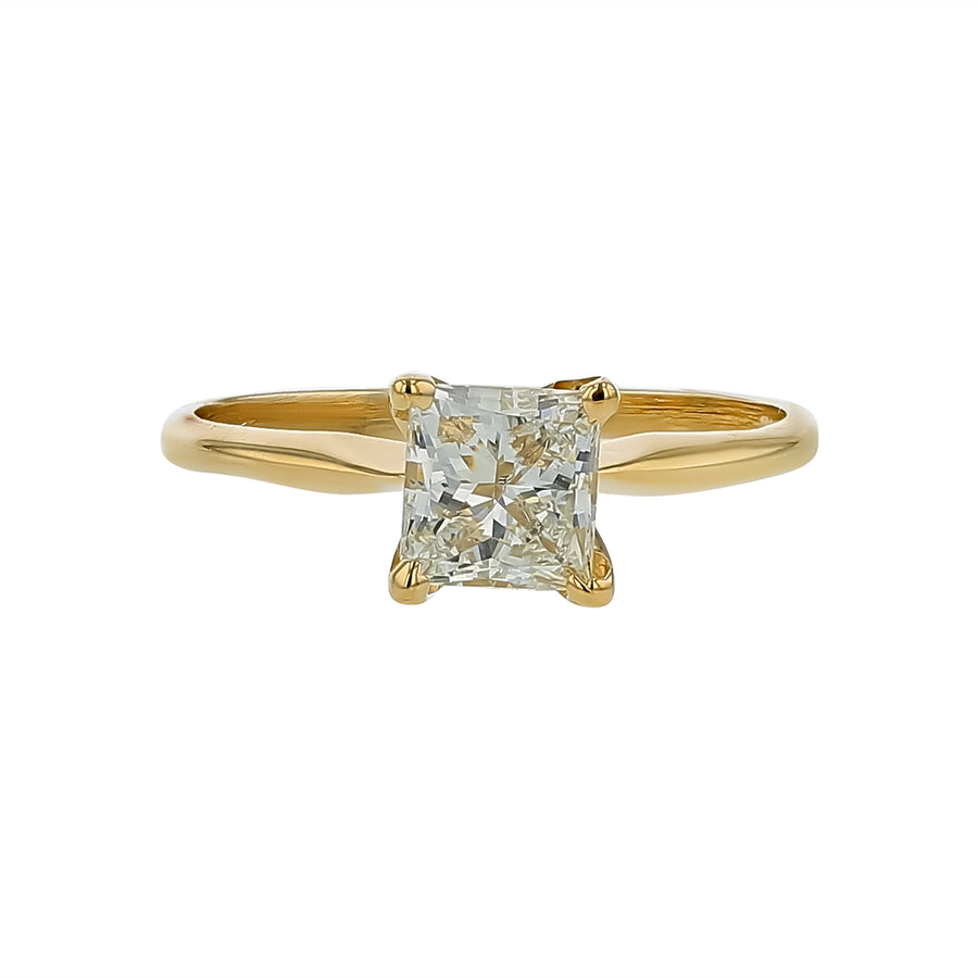 0.95ct Princess Cut Diamond Solitaire Ring in 14K Yellow Gold, size 6.75