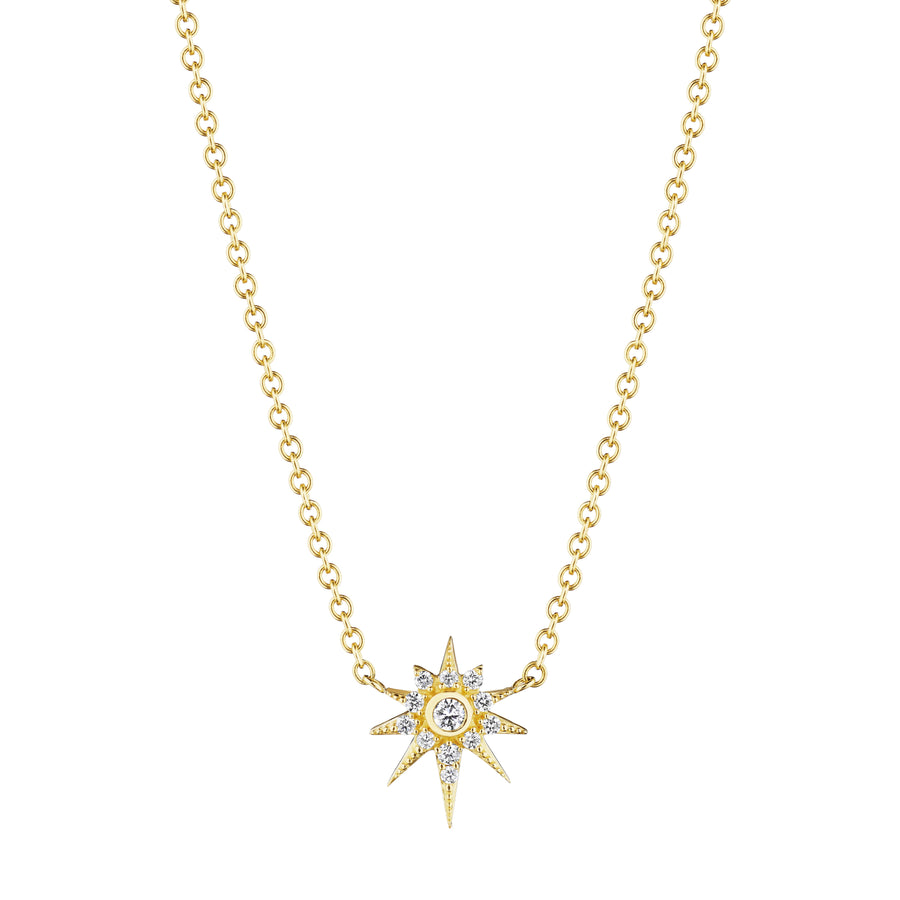 0.06ct Diamond Petite Starburst Necklace in 18K Yellow Gold, 18inch