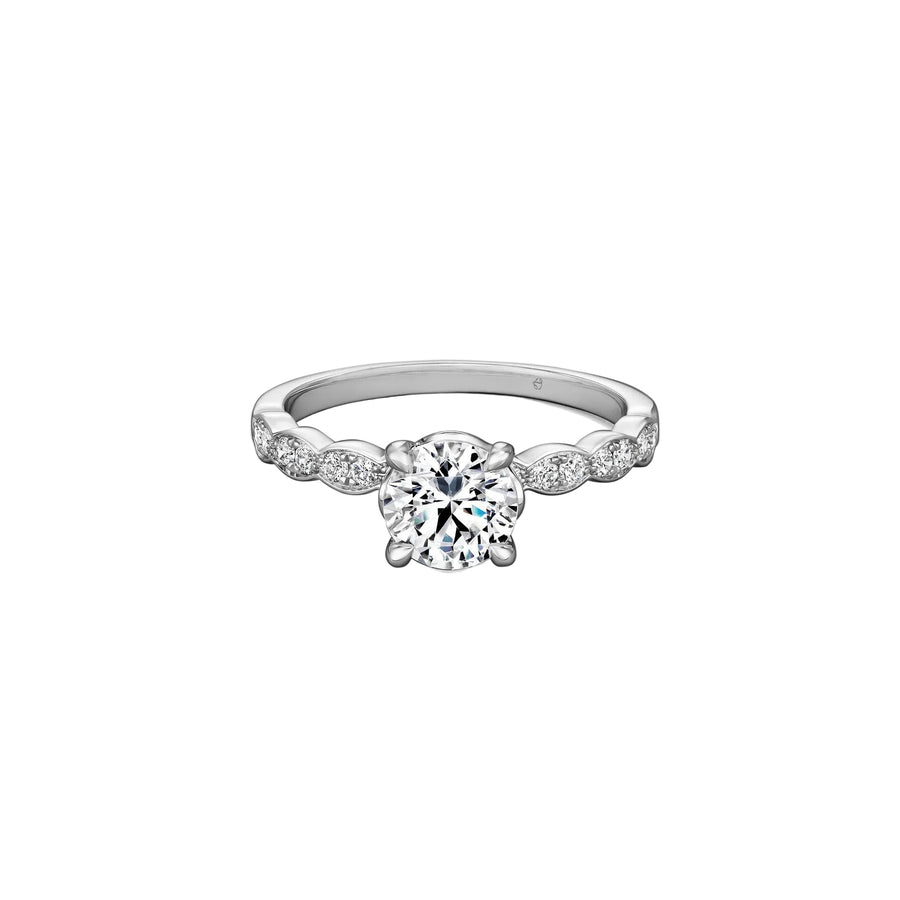 Lorelei Floral 1.00ct Hearts on Fire Round Diamond and 0.15ct Diamond Ring in Platinum, size 6.5