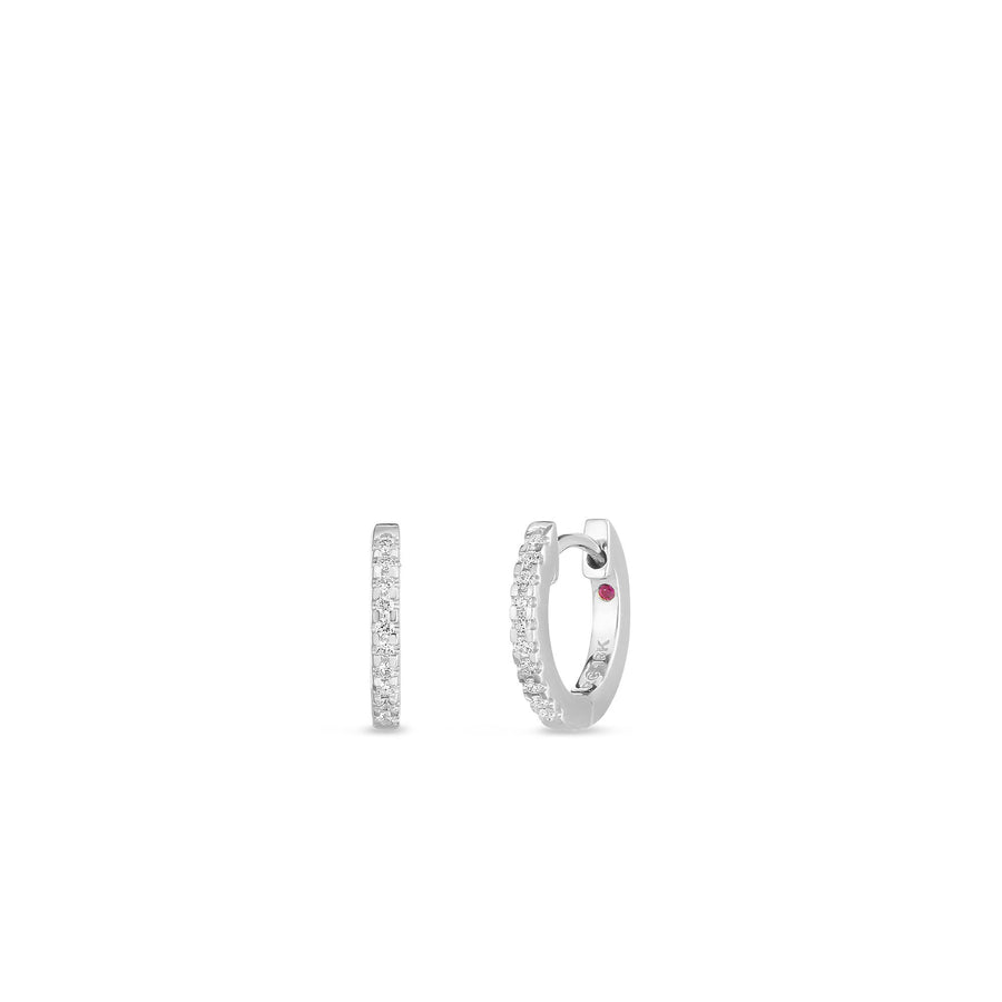 0.09Ct Diamond 12mm Hoop Earrings in 18k White Gold