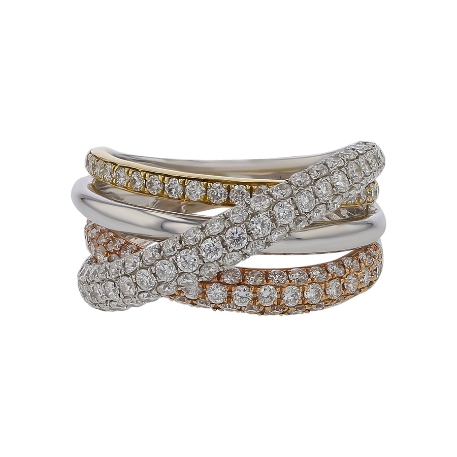 1.56ct Diamond Ring in 14K Yellow White and Rose Gold, Size 6