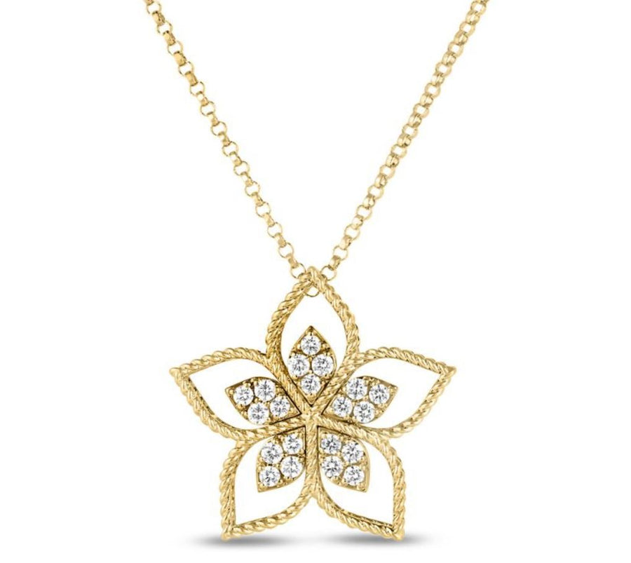 Love by the Inch 0.53ct Diamond Flower Necklace in 18K Yellow Gold, 17"