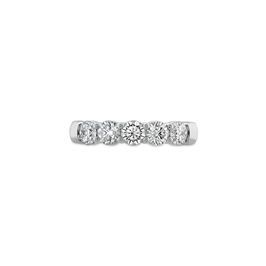 Signature 0.70-0.80Ct Diamond 5 Stone Band in 18k White Gold, Size 6.5