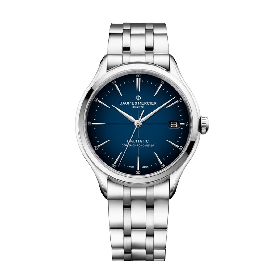 40mm Clifton Automatic Watch with Blue Dial in Stainless Steel, Bracelet