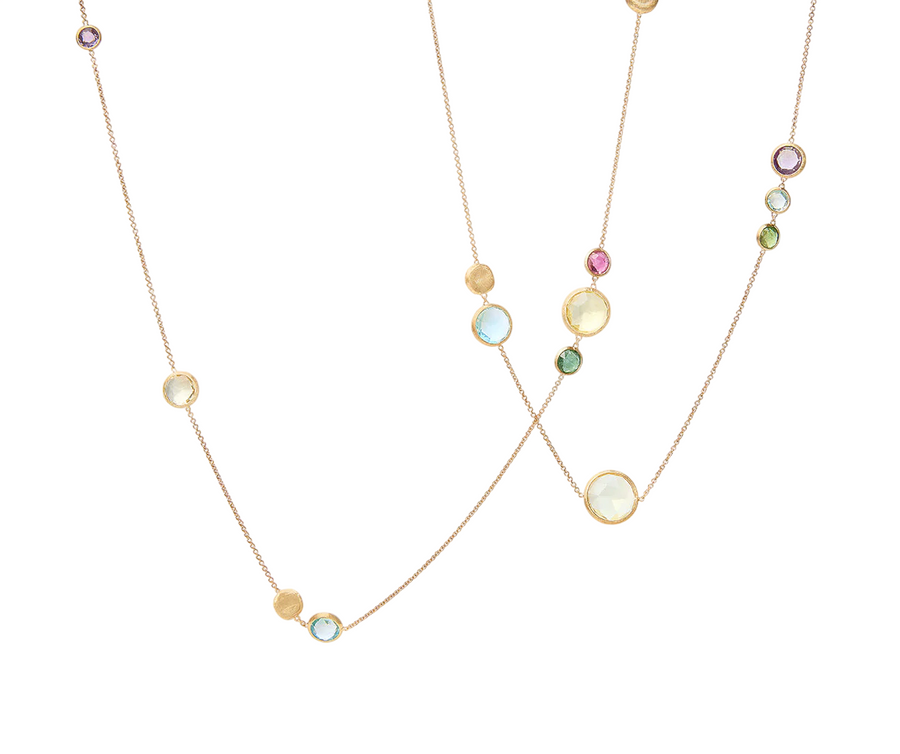 Jaipur Mixed Stone Bezel Necklace in 18K Yellow Gold, 36"
