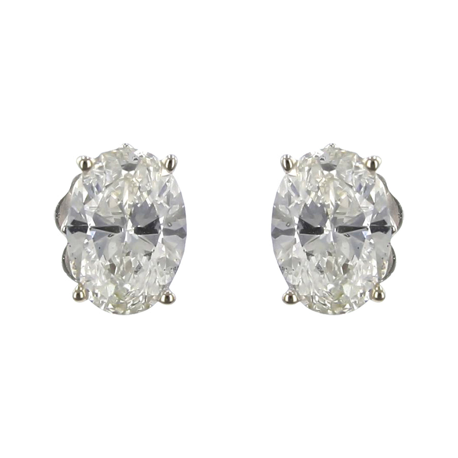1.36ct Oval Diamond Stud Earrings in 14K White Gold