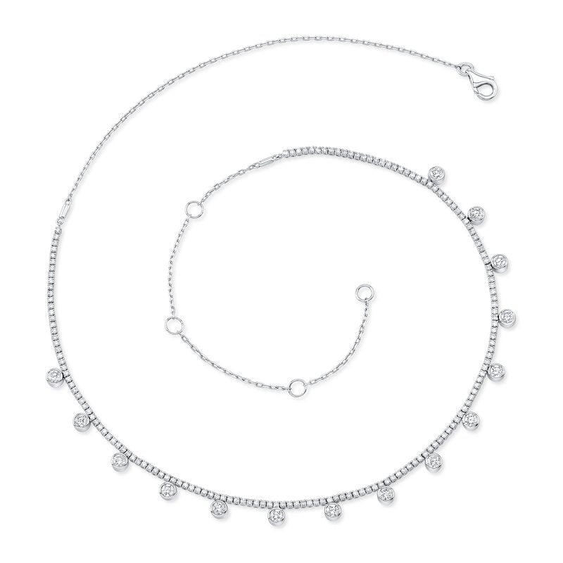 Cascade 1.78ct Round Diamond Station Necklace in 14K White Gold, 16"