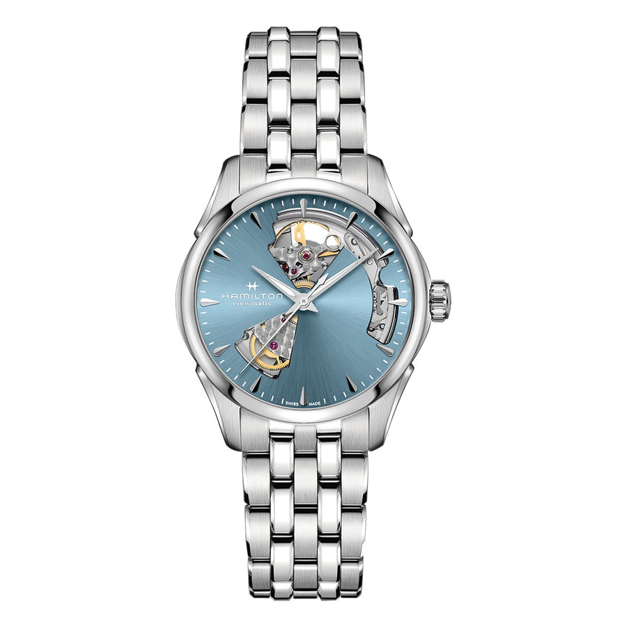 36mm Jazzmaster Open Heart Automatic Watch with Blue Dial in Stainless Steel, Bracelet