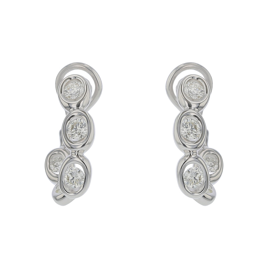 Oasis 1.57Ct Diamond Curved Earrings in 18K White Gold