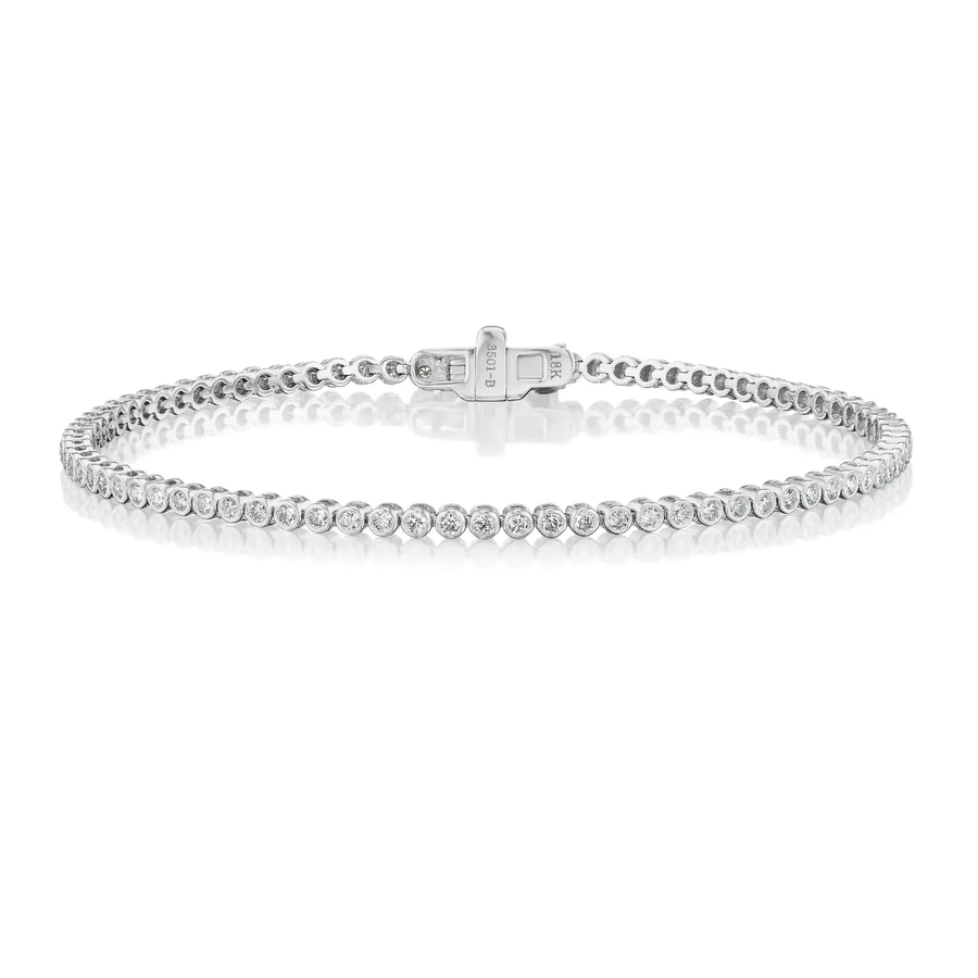 2.26ct Diamond Bezel Set Tennis Bracelet in 18K White Gold