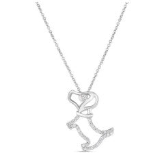 Tiny Treasures 0.09ct Diamond Scottie Dog Pendant in 18K White Gold, 18" chain