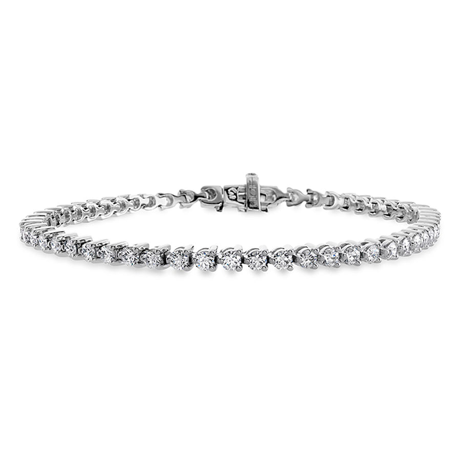 Temptation 12.30-12.50ct Diamond 3 Prong Tennis Bracelet in 18K White Gold, 7"