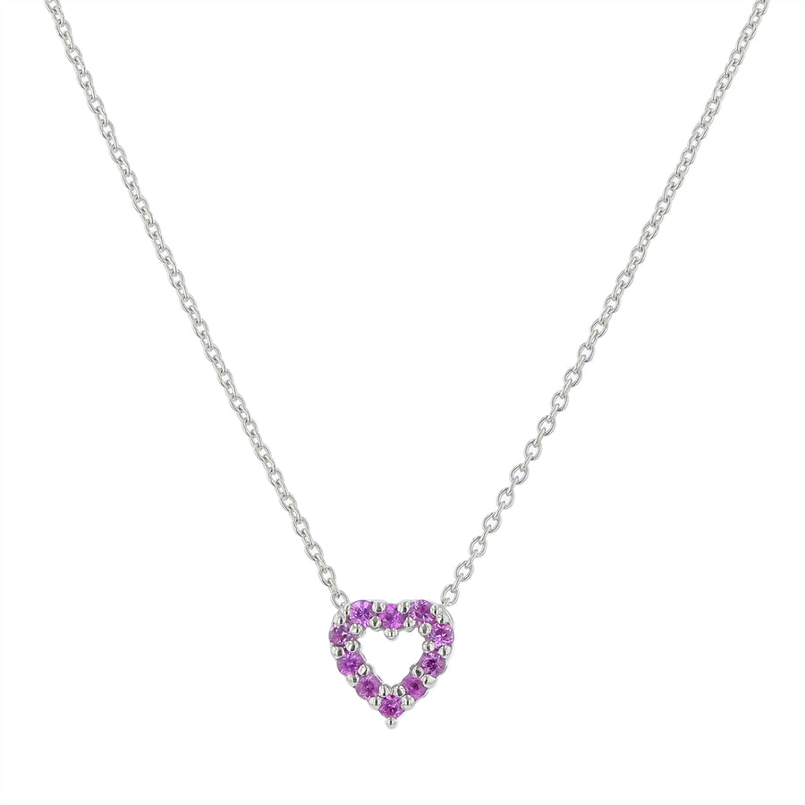 Tiny Treasures 0.10ct Diamond and 0.10ct Pink Sapphire Reversible Heart Pendant in 18K White Gold, 18" chain