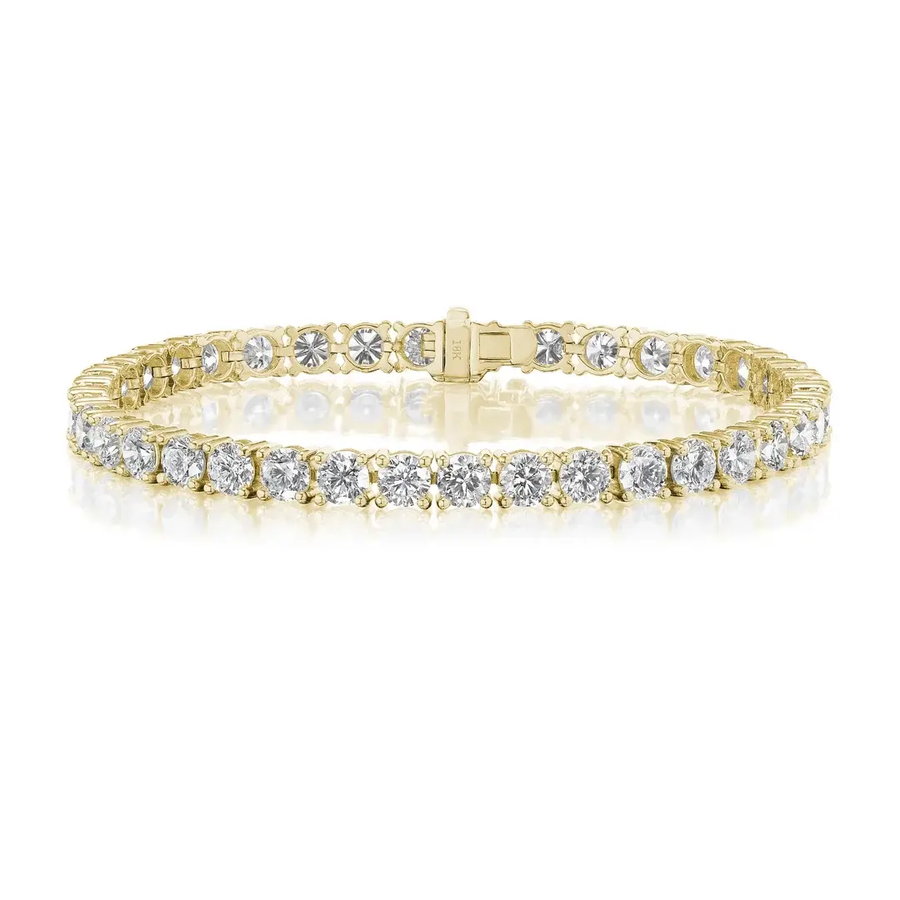 2.99ct Round Brilliant Diamond 4-Prong Tennis Bracelet in 18K Yellow Gold, 7"