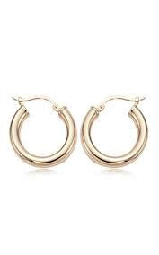 14K YELLOW GOLD SMALL POLISHED TUBE HOOP EARRINGS