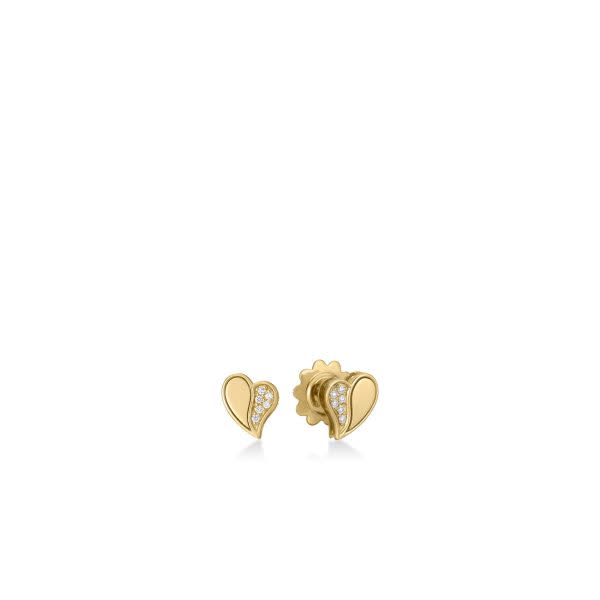 Amorino 0.06ct Diamond Heart Earrings in 18K Yellow Gold