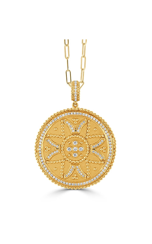 Byzantine 0.51Ct Diamond Patterned Pendant only in 18k Yellow Gold