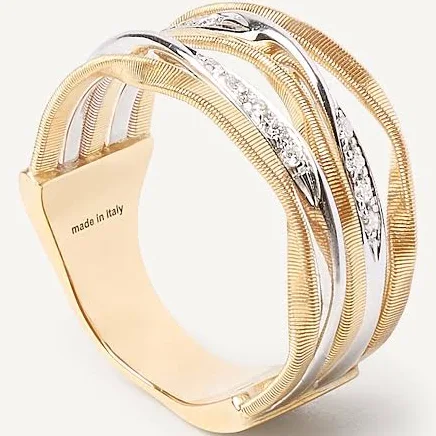 Marrakech Onde 0.10ct Diamond 5 Row Ring in 18K Yellow and White Gold, Size 7