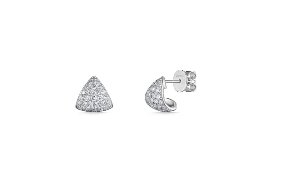 Paramount 1.15-1.33ct Diamond Fan Hoop Earrings in 18K White Gold