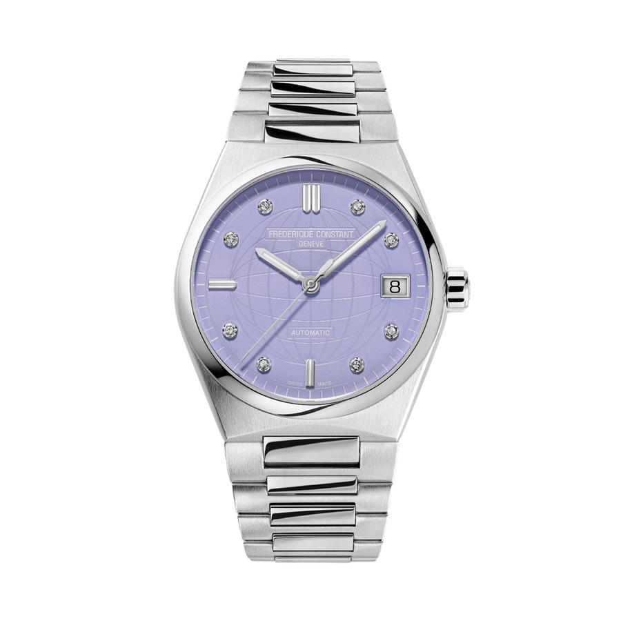 34mm Highlife Automatic Lavender Diamond Dial with Date Watch in Stainless Steel with Bracelet