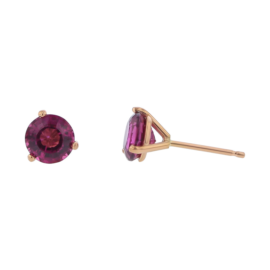 2.20ct Rhodalite Garnet 3 Prong Stud Earrings in 14k Rose Gold
