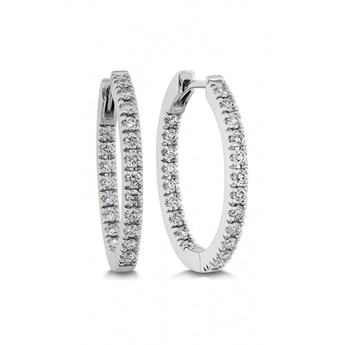 0.47-0.54ct Diamond Oval Hoop Earrings in 18k White Gold