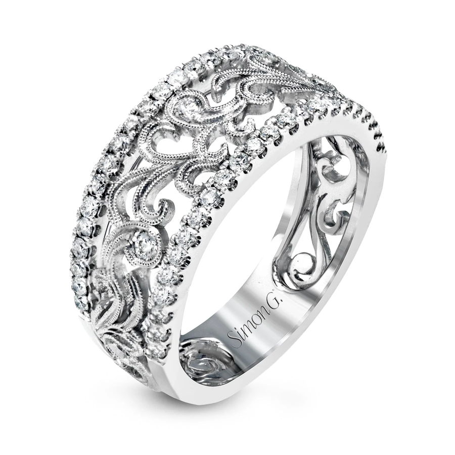 2.85ct Diamond 4 Row Band in 18K White Gold, Size 6.5