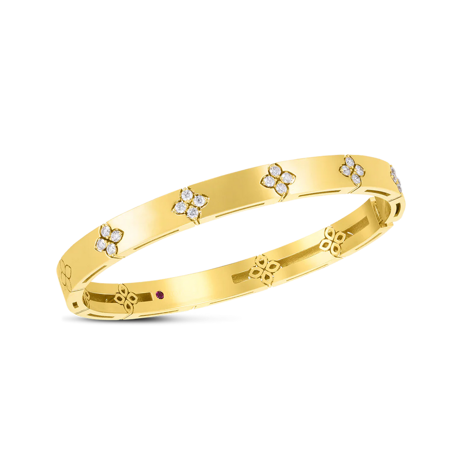 Love in Verona 0.15ct Diamond 48x58mm Bangle Bracelet in 18K Yellow Gold