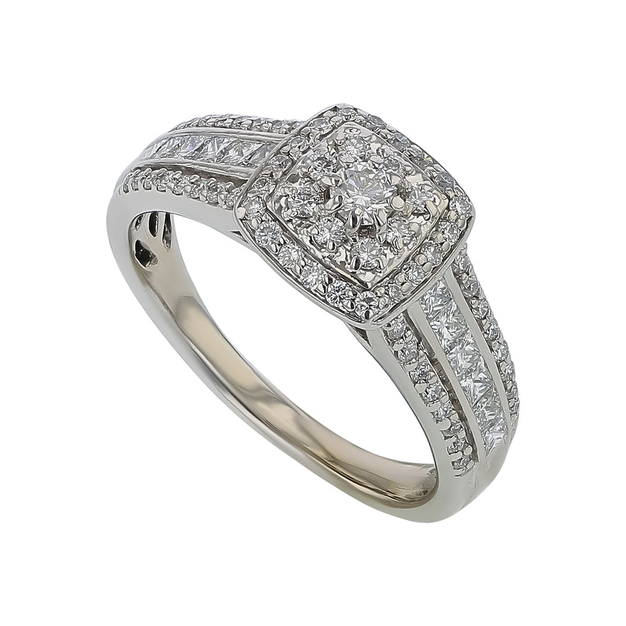 0.68ct Full Cut Diamond Cluster Ring in 14K White Gold, size 8, 3.10dwt