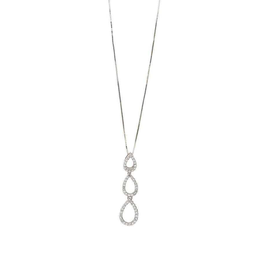 0.45ct Diamond Drop Pendant in 18K White Gold, 16" box chain